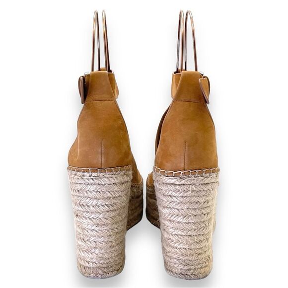 Marc Fisher Annie Perforated Espadrille Platform Wedge Medium Tan Suede Size 11 - Picture 10 of 16